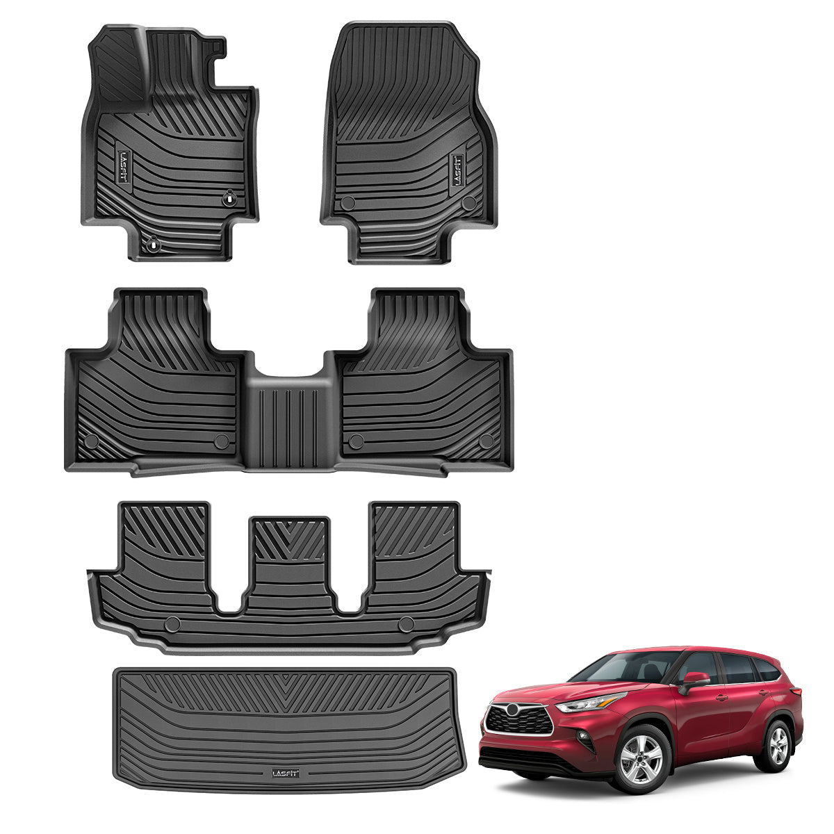 LASFIT LINERS Toyota Highlander 2020-2024 Custom Fit Floor Mats and ...