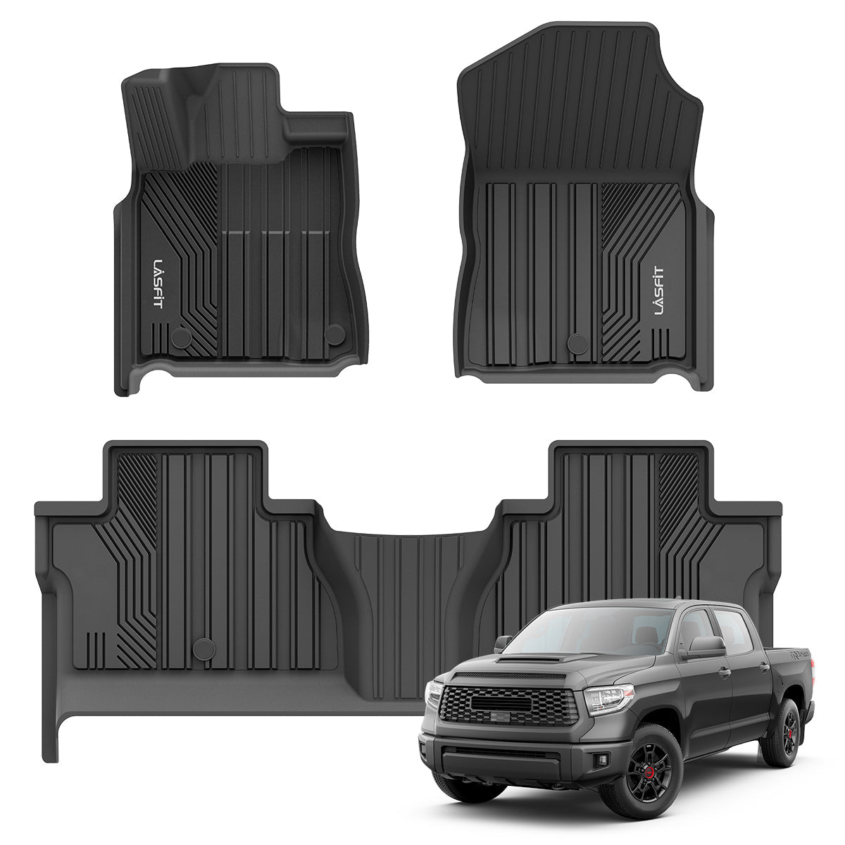 LASFIT LINERS Toyota Tundra CrewMax Cab 2014-2021 Custom Fit Floor Mats ...