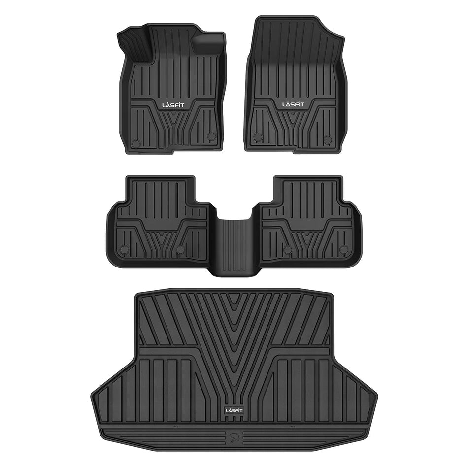 LASFIT Floor Mats and Cargo Liner Fit for 2022 2023 2024 Honda Civic Sedan Only(Not for Hatchback) Rear Seat with USB Ports, TPE All Weather Car Liners, 1st + 2nd Row + Trunk Mat Set