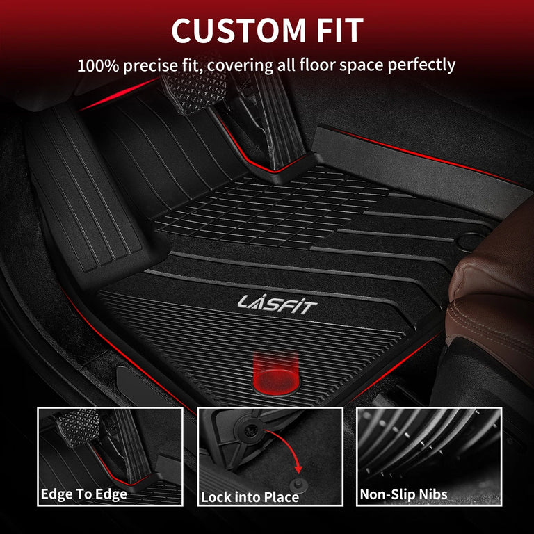 LASFIT LINERS Custom Floor Mats Fit for 2019-2024 BMW X5 New, All Weather TPE Floor Liners Front & Rear Rows Set, Black