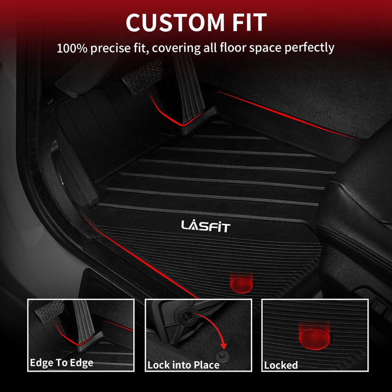 LASFIT LINERS Custom Floor Mats Fits for 2013-2018 BMW 3 Series 320i 328d 328i 330e 330i 335i 340i, RWD Sedan Only (Not Fit for 335is, X-Drive, GT), All Weather TPE Upgraded 2 Rows Set Liners