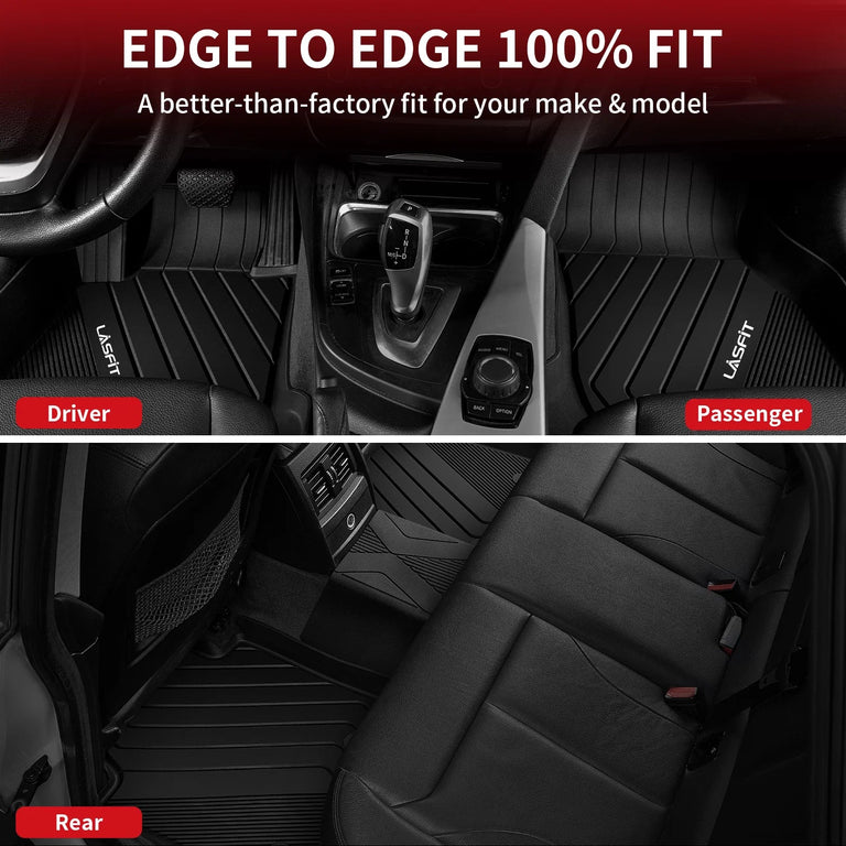 LASFIT LINERS Custom Floor Mats Fits for 2013-2018 BMW 3 Series 320i 328d 328i 330e 330i 335i 340i, RWD Sedan Only (Not Fit for 335is, X-Drive, GT), All Weather TPE Upgraded 2 Rows Set Liners