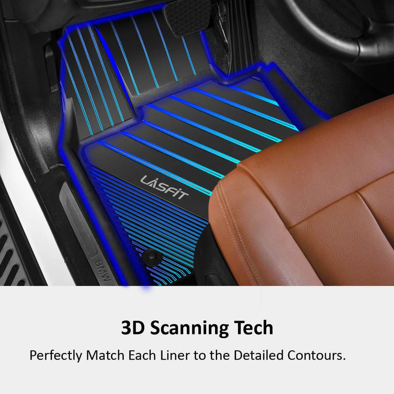 LASFIT LINERS Floor Liners for BMW X5 2014-2018 All Weather Custom Fit Unique Pure Car TPE Floor Mats Front & 2nd Set Liners, Black