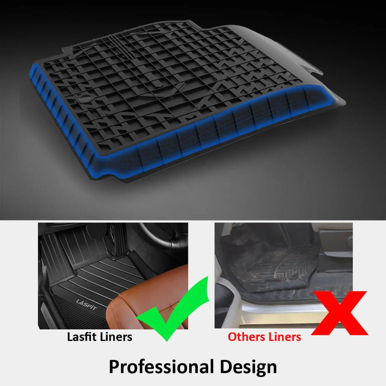 LASFIT LINERS Floor Liners for BMW X5 2014-2018 All Weather Custom Fit Unique Pure Car TPE Floor Mats Front & 2nd Set Liners, Black