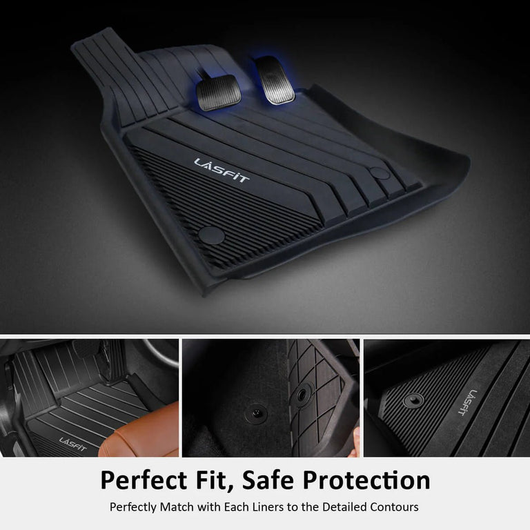 LASFIT LINERS Floor Liners for BMW X5 2014-2018 All Weather Custom Fit Unique Pure Car TPE Floor Mats Front & 2nd Set Liners, Black