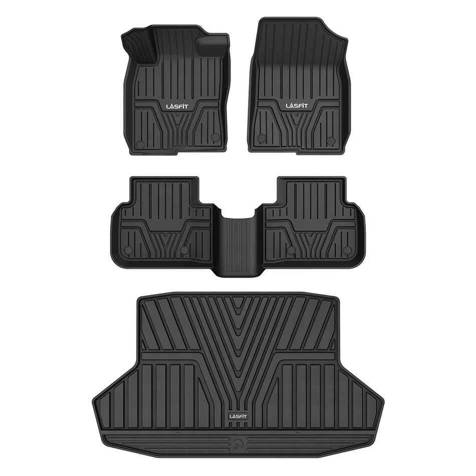 LASFIT LINERS Floor Mats and Cargo Liner Fit for 2024 2023 2022 Honda Civic Sedan Only(Not for Hatchback), Rear Seat Without USB Ports, TPE All Weather Car Liners, 1st & 2nd Row & Trunk Mat Set