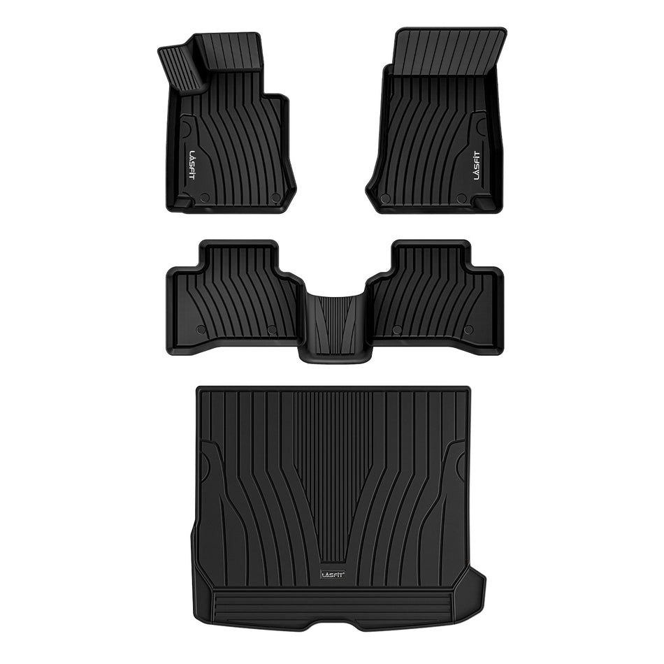LASFIT LINERS Floor Mats and Cargo Liner Set Fit for Mercedes Benz GLC 2016-2022, GLC250/ GLC300/ GLC300e/ GLC350e/ GLC43 AMG/ GLC63 AMG/ GLC63 AMG S, All Weather TPE Car Liners, 1st & 2nd Row + Trunk Mat