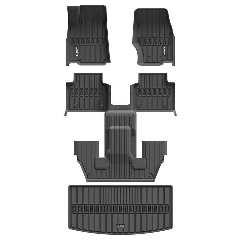 LASFIT LINERS Floor Mats & Cargo Mat Fit for Jeep Grand Cherokee L 2021-2024 (ONLY for 6-Passenger Without Center Console) All Weather Custom Fit Car Floor Liners