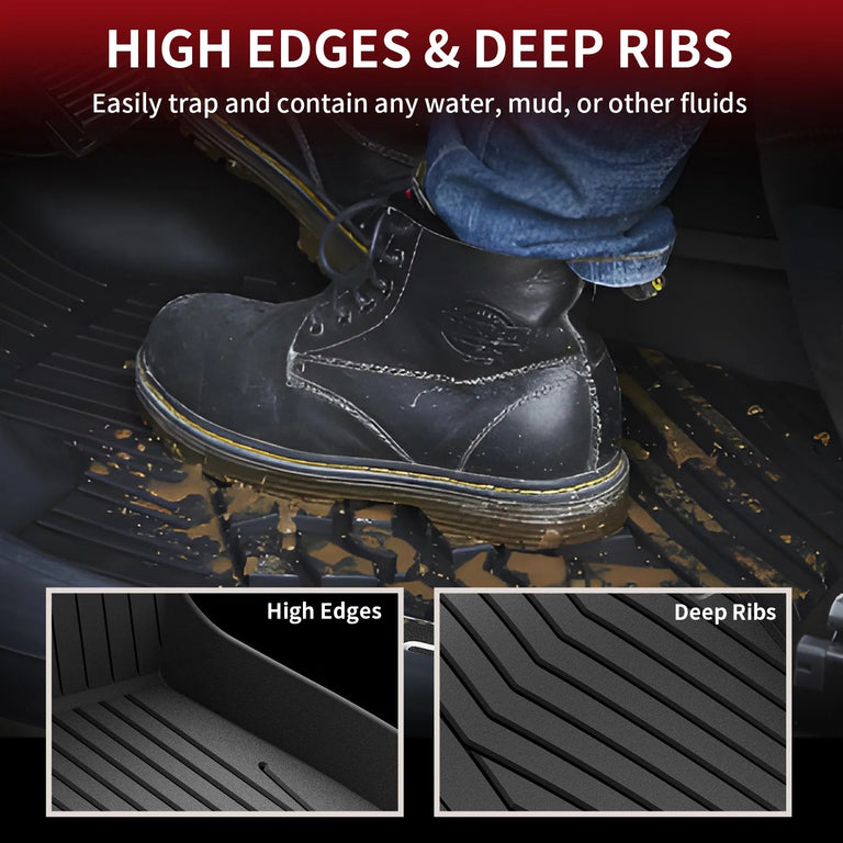 LASFIT LINERS Floor Mats Custom Fit for Mercedes Benz E Class 2017-2022 Sedan E300/ E320/ E400/ E350/ E63/ E550, All Weather TPE Floor Liners,1st & 2nd Row Set