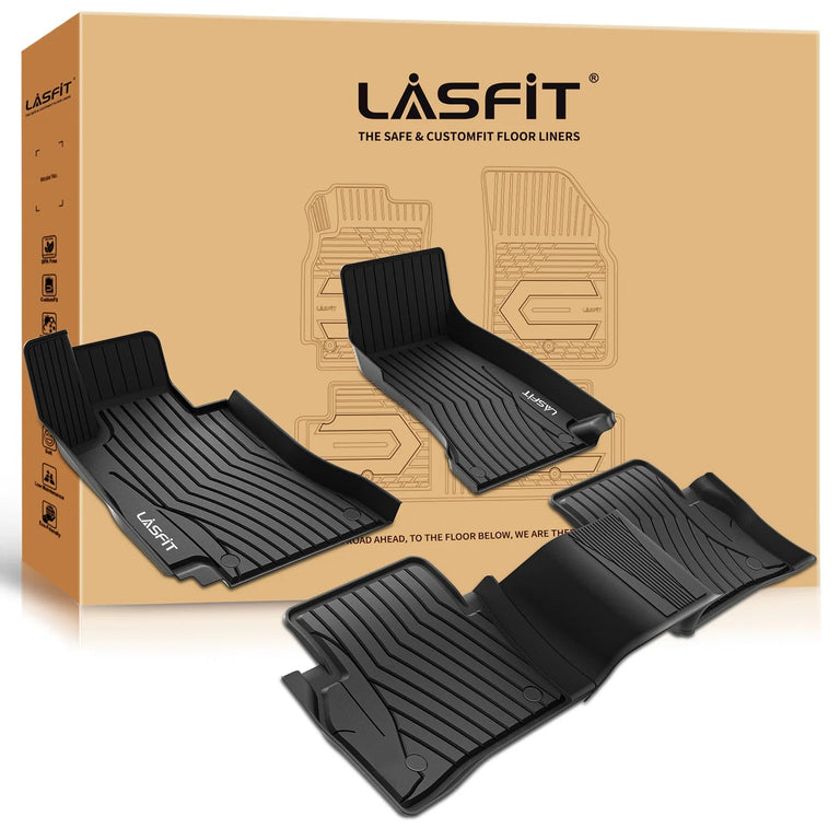 LASFIT LINERS Floor Mats Custom Fit for Mercedes Benz E Class 2017-2022 Sedan E300/ E320/ E400/ E350/ E63/ E550, All Weather TPE Floor Liners,1st & 2nd Row Set