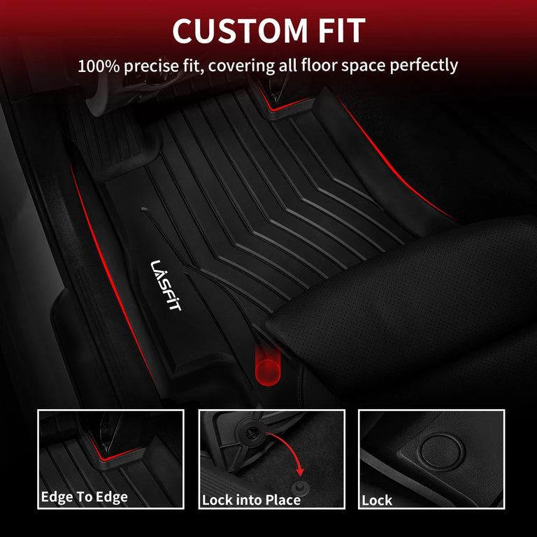 LASFIT LINERS Floor Mats Custom Fit for Mercedes Benz E Class 2017-2022 Sedan E300/ E320/ E400/ E350/ E63/ E550, All Weather TPE Floor Liners,1st & 2nd Row Set