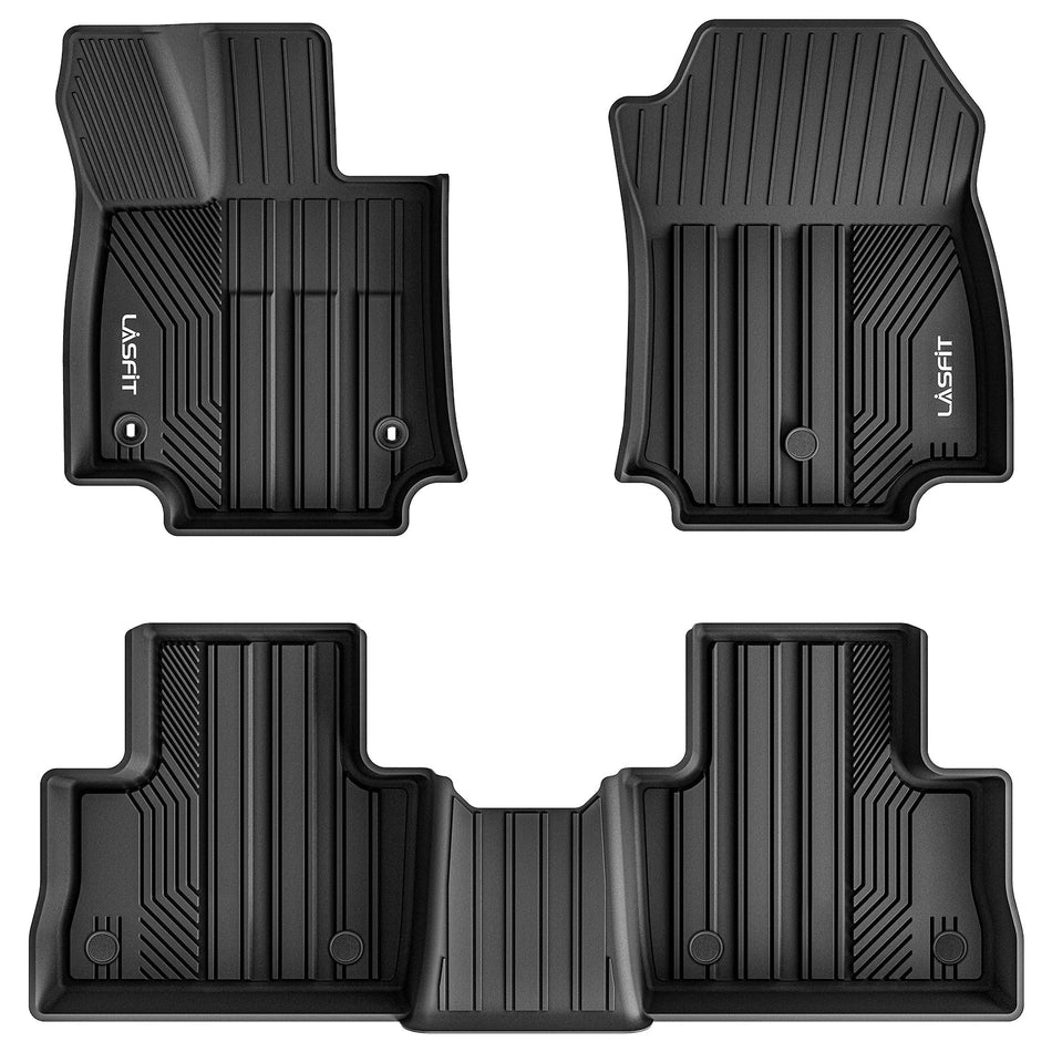 LASFIT LINERS Floor Mats Fit for 2019-2024 Toyota RAV4 (Not for Hybrid or Prime), All Weather Custom Fit Car Floor Liners Front and Rear mats 1st & 2nd Row, Black
