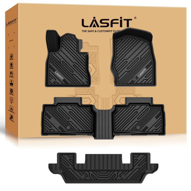 LASFIT LINERS Floor Mats Fit for 2020-2024 Ford Explorer 6 Passenger TPE All Weather Car Liners,1st 2nd and 3rd Rows Full Set