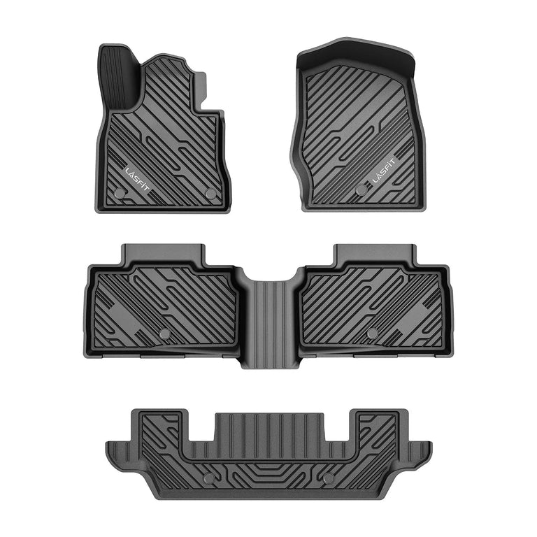 LASFIT LINERS Floor Mats Fit for 2020-2024 Ford Explorer 6 Passenger TPE All Weather Car Liners,1st 2nd and 3rd Rows Full Set