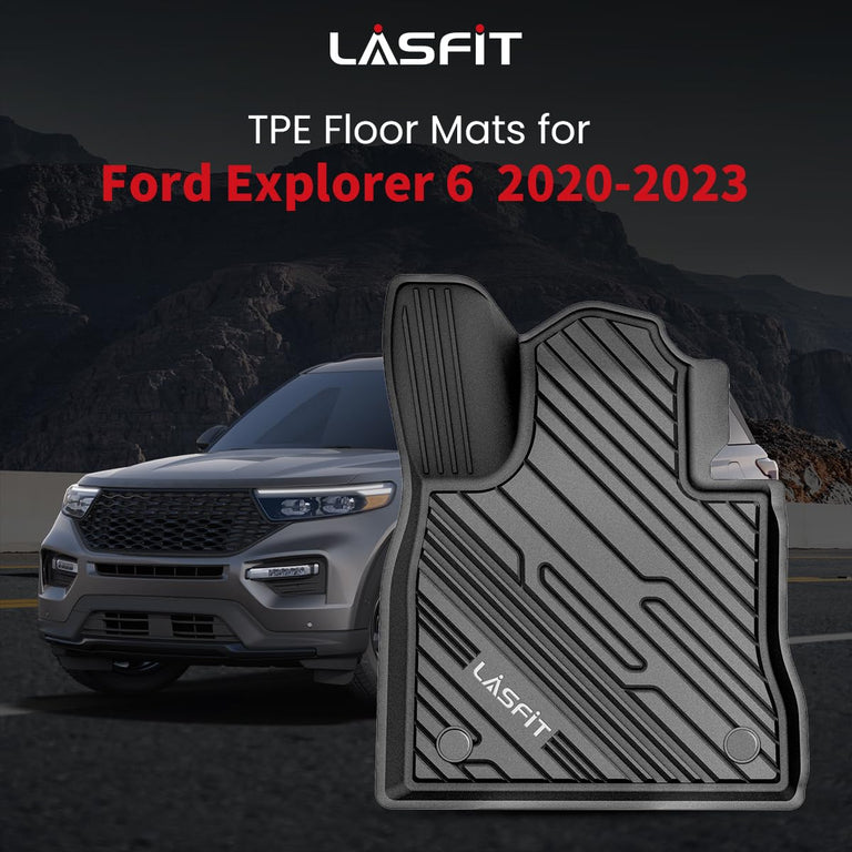 LASFIT LINERS Floor Mats Fit for 2020-2024 Ford Explorer 6 Passenger TPE All Weather Car Liners,1st 2nd and 3rd Rows Full Set