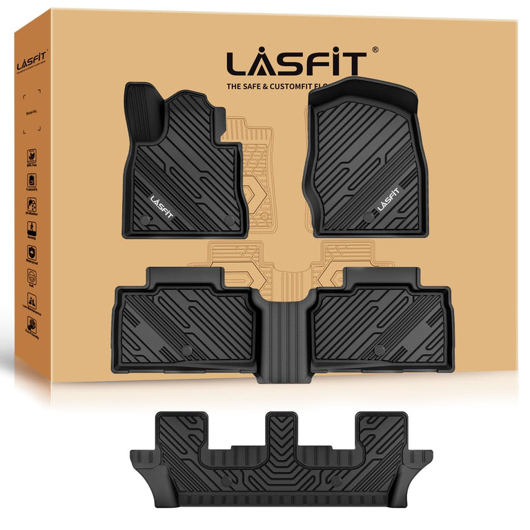 LASFIT LINERS Floor Mats Fit for 2020-2024 Ford Explorer 7 Passenger All Weather Car Liners,1st 2nd and 3rd Rows Full Set