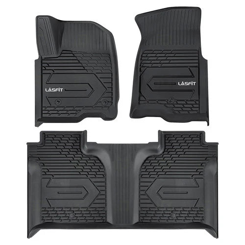 LASFIT LINERS Floor Mats Fit for 2020-2024 GMC Sierra 2500 HD/3500HD Crew Cab, Front Bucket Seat and Rear Row with Factory Carpeted Storage