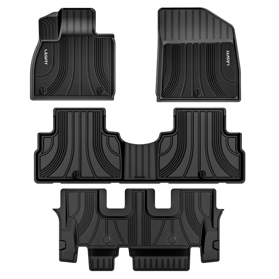 LASFIT LINERS Floor Mats Fit for 2020-2024 Hyundai Palisade 8 Passenger (Only for Bench Seat), Custom Fit TPE All Weather Floor Liners 1st & 2nd & 3rd Row Car Mats, Black