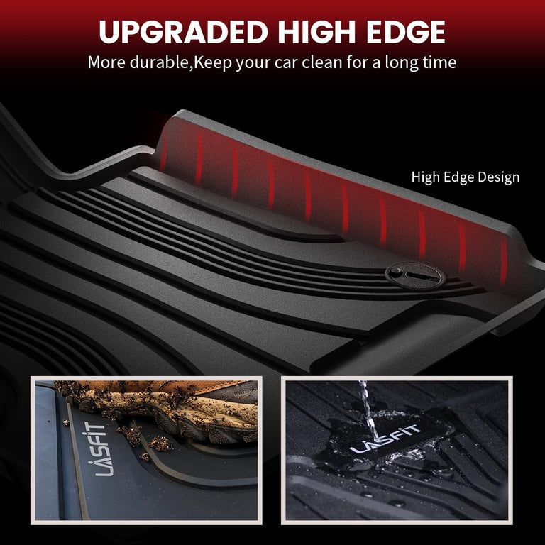 LASFIT LINERS Floor Mats Fit for 2020-2024 Hyundai Palisade 8 Passenger (Only for Bench Seat), Custom Fit TPE All Weather Floor Liners 1st & 2nd & 3rd Row Car Mats, Black
