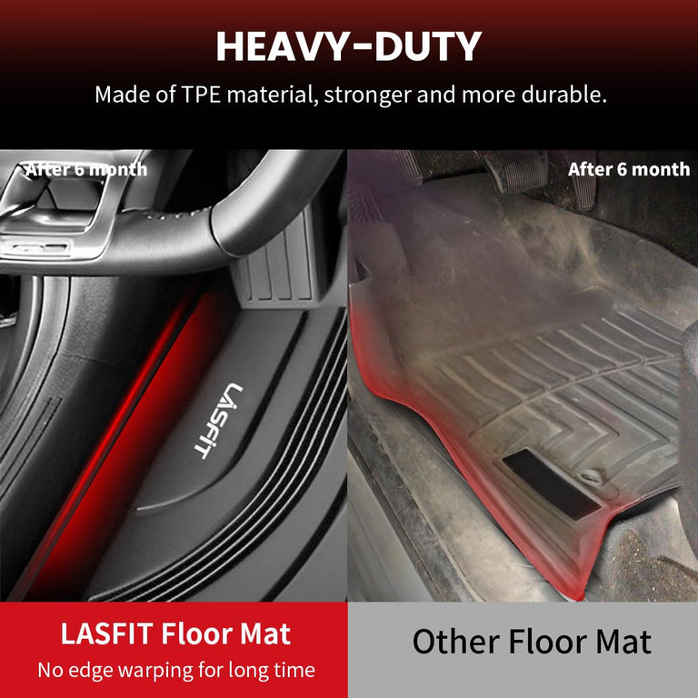 LASFIT LINERS Floor Mats Fit for 2020-2024 Hyundai Palisade 8 Passenger (Only for Bench Seat), Custom Fit TPE All Weather Floor Liners 1st & 2nd & 3rd Row Car Mats, Black