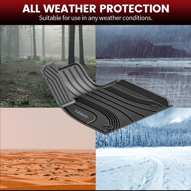 LASFIT LINERS Floor Mats Fit for 2020-2024 Hyundai Palisade 8 Passenger (Only for Bench Seat), Custom Fit TPE All Weather Floor Liners 1st & 2nd & 3rd Row Car Mats, Black