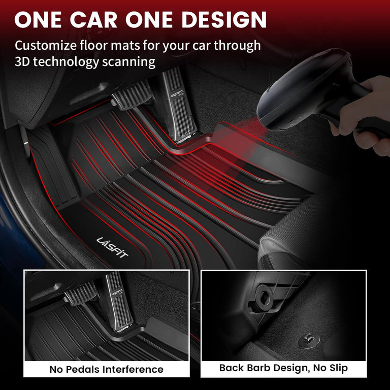 LASFIT LINERS Floor Mats Fit for 2020-2024 Hyundai Palisade 8 Passenger (Only for Bench Seat), Custom Fit TPE All Weather Floor Liners 1st & 2nd & 3rd Row Car Mats, Black