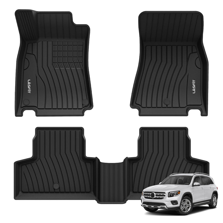 LASFIT LINERS Floor Mats Fit for 2020-2024 Mercedes Benz GLB 200 250 35 AMG, All Weather TPE Car Liners,1st & 2nd Row Set