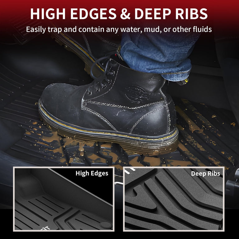 LASFIT LINERS Floor Mats Fit for 2023-2024 Honda CR-V/CRV Hybrid Models, All Weather TPE Car Liners, 1st & 2nd Row Set