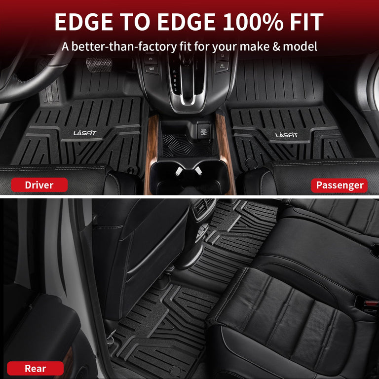 LASFIT LINERS Floor Mats Fit for 2023-2024 Honda CR-V/CRV Hybrid Models, All Weather TPE Car Liners, 1st & 2nd Row Set