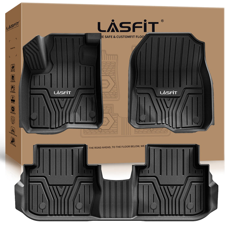 LASFIT LINERS Floor Mats Fit for 2023-2024 Honda CR-V/CRV Hybrid Models, All Weather TPE Car Liners, 1st & 2nd Row Set