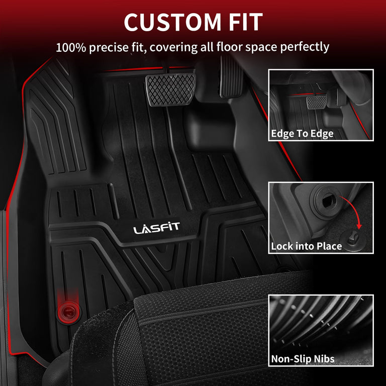 LASFIT LINERS Floor Mats Fit for 2023-2024 Honda CR-V/CRV Hybrid Models, All Weather TPE Car Liners, 1st & 2nd Row Set