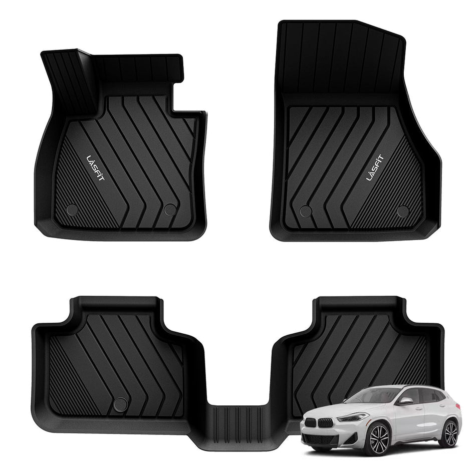 LASFIT LINERS Floor Mats Fit for BMW X1 2016-2022, All Weather TPE Custom Fit Floor Liners