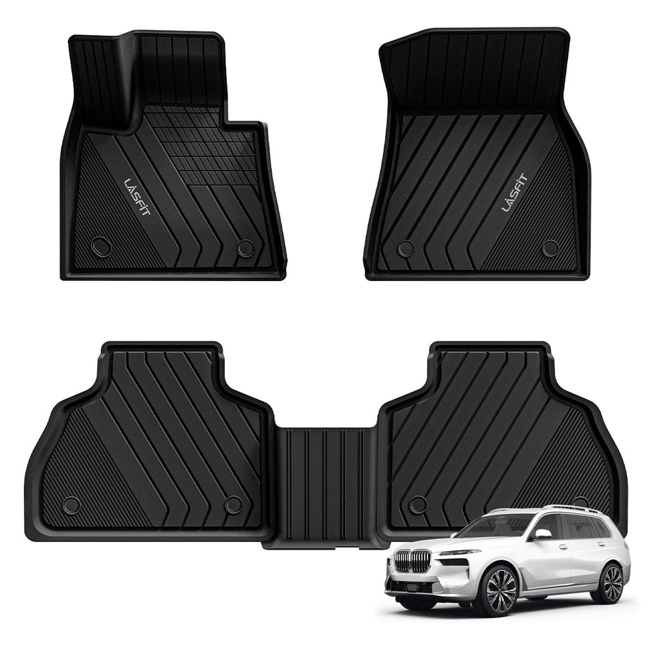 LASFIT LINERS Floor Mats Fit for BMW X7 2019-2024 7-Passenger All Weather Custom Fit Car Floor Liners