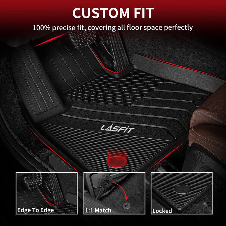 LASFIT LINERS Floor Mats Fit for BMW X7 2019-2024 7-Passenger All Weather Custom Fit Car Floor Liners