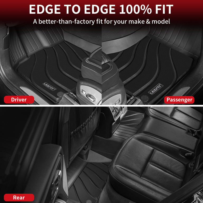 LASFIT LINERS Floor Mats Fit for Porsche Macan 2014-2024, All Weather Custom Fit TPE Car Floor Liners 1st & 2nd Row, Black