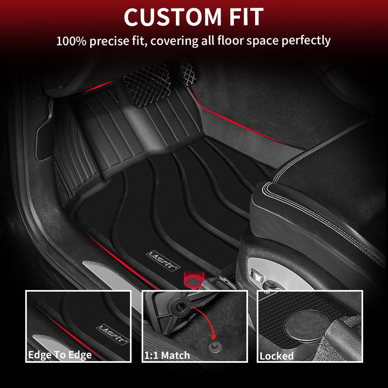 LASFIT LINERS Floor Mats Fit for Porsche Macan 2014-2024, All Weather Custom Fit TPE Car Floor Liners 1st & 2nd Row, Black