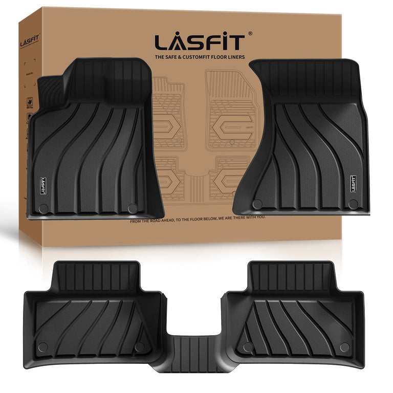 LASFIT LINERS Floor Mats Fit for Porsche Macan 2014-2024, All Weather Custom Fit TPE Car Floor Liners 1st & 2nd Row, Black