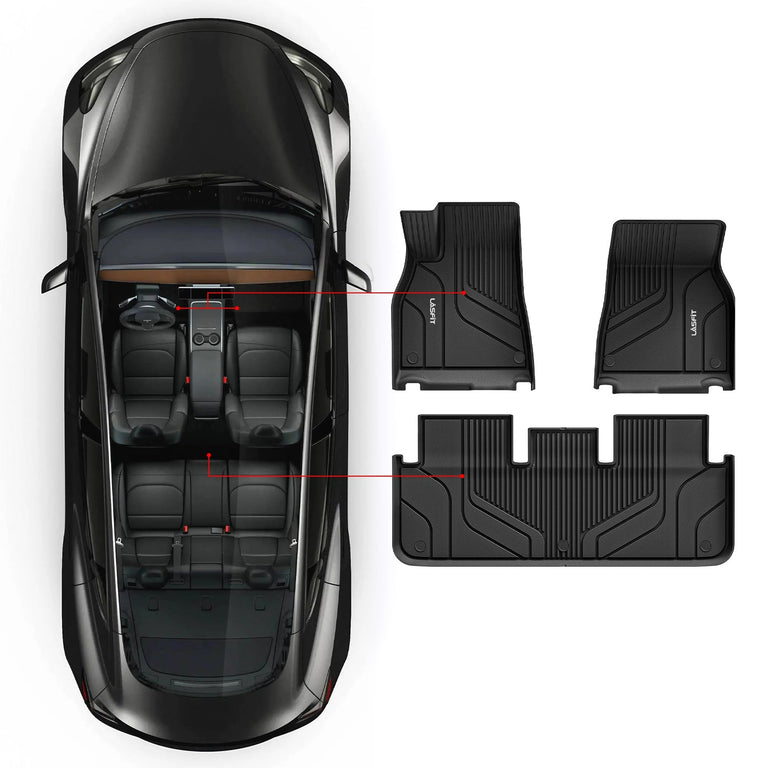 LASFIT LINERS Floor Mats Fit for Tesla Model S & Model S Plaid 2021 2022 2023 2024, Custom Fit TPE All Weather Floor Liners 1st & 2nd Row Car Mats, Black