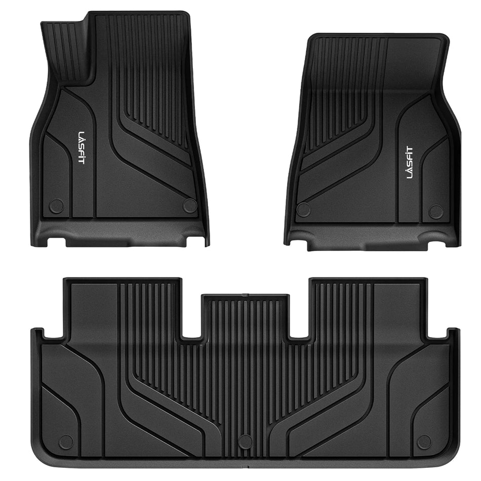 LASFIT LINERS Floor Mats Fit for Tesla Model S & Model S Plaid 2021 2022 2023 2024, Custom Fit TPE All Weather Floor Liners 1st & 2nd Row Car Mats, Black