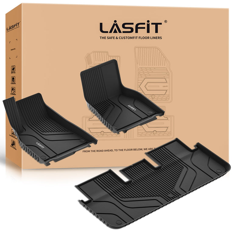 LASFIT LINERS Floor Mats Fit for Tesla Model S & Model S Plaid 2021 2022 2023 2024, Custom Fit TPE All Weather Floor Liners 1st & 2nd Row Car Mats, Black