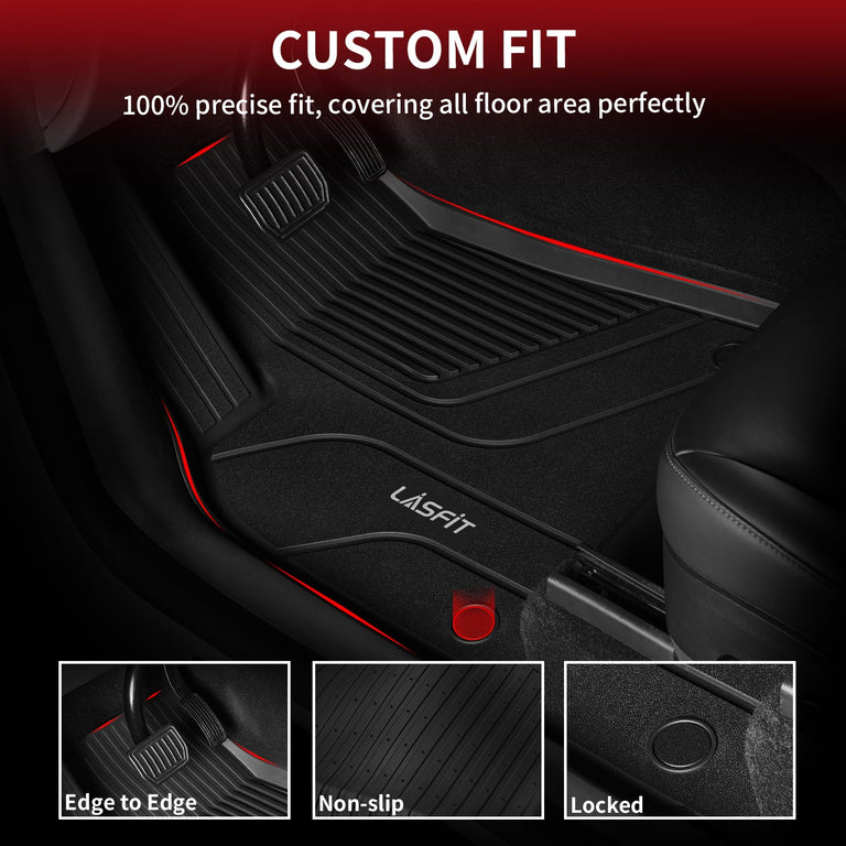 LASFIT LINERS Floor Mats Fit for Tesla Model S & Model S Plaid 2021 2022 2023 2024, Custom Fit TPE All Weather Floor Liners 1st & 2nd Row Car Mats, Black