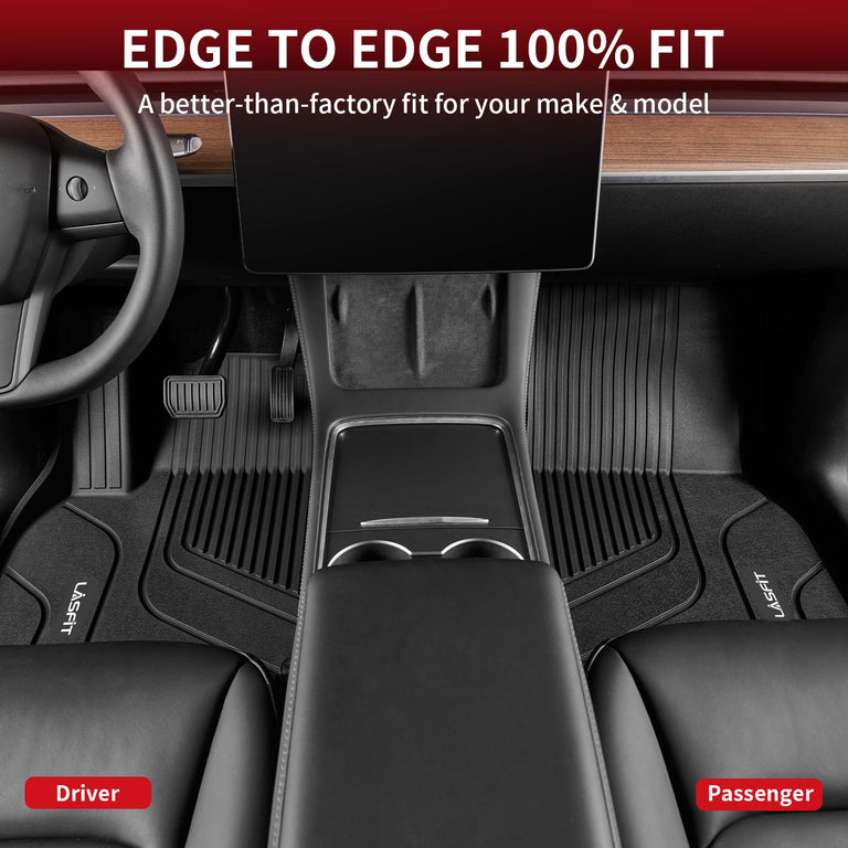 LASFIT LINERS Floor Mats Fit for Tesla Model S & Model S Plaid 2021 2022 2023 2024, Custom Fit TPE All Weather Front Rear Trunk Cargo Liners Full Set Waterproof Car Mats, Black