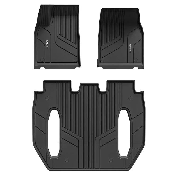 LASFIT LINERS Floor Mats Fit for Tesla Model X 6 Seater & Model X Plaid 2021 2022 2023 2024, Custom Fit TPE All Weather Waterproof Floor Liners 1st & 2nd & 3rd Row Car Mats, Black