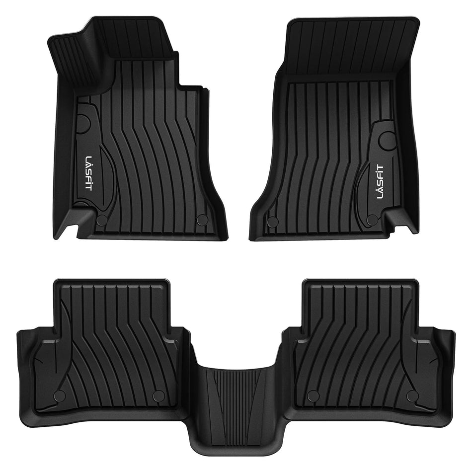 LASFIT LINERS Floor Mats Fits for 2015-2021 Mercedes Benz C Class Sedan Only (C180 C200 C300 C350e C400 C43 AMG C450 AMG C63 AMG C63 AMG S), All Weather Guard TPE Car Liners, 1st & 2nd Row Set