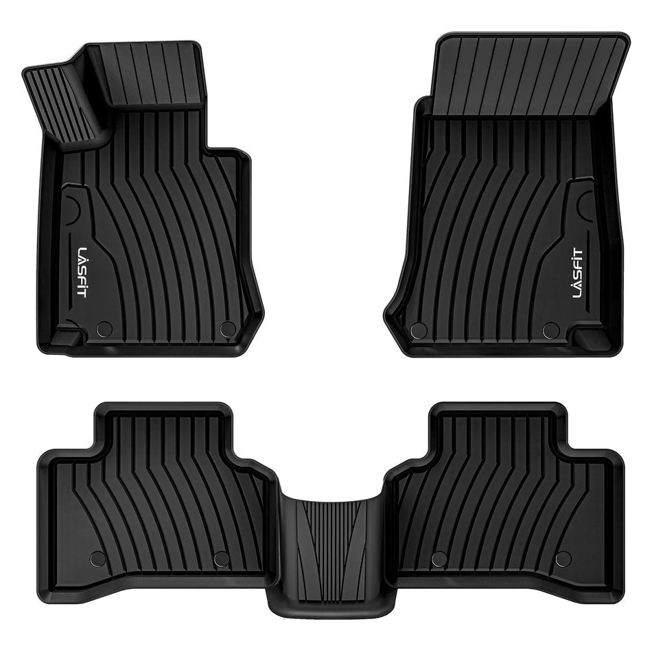 LASFIT LINERS Floor Mats Fits for 2016-2022 Mercedes Benz GLC, GLC250/ GLC300/ GLC300e/ GLC350e/ GLC43 AMG/ GLC63 AMG/ GLC63 AMG S, All Weather TPE Car Liners, 1st & 2nd Row Set
