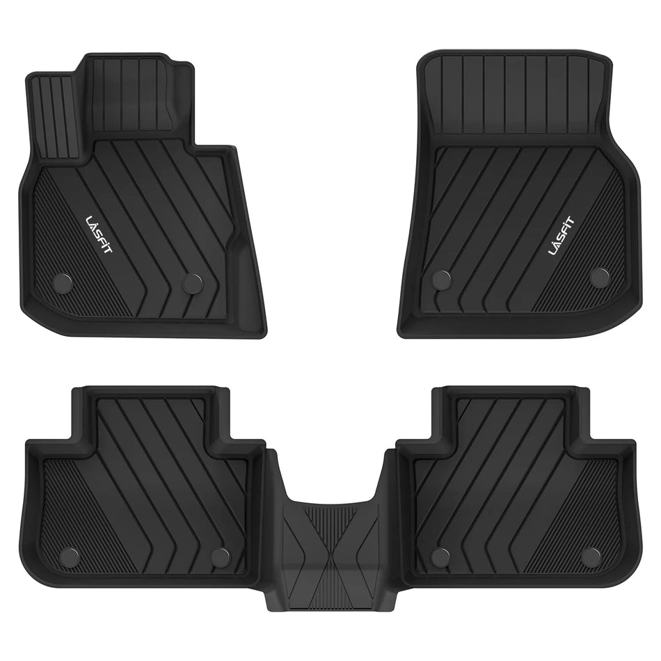 LASFIT LINERS Floor Mats Fits for BMW X3 New 2018-2024 Custom All Weather TPE Floor Liners, Front & Rear Rows, Black