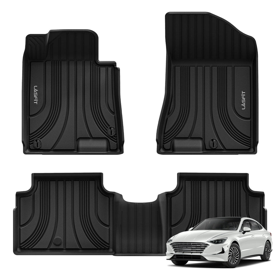 LASFIT LINERS Floor Mats Fits for Hyundai Sonata 2020-2024 Custom Fit TPE All Weather Floor Liners for 1st and 2nd Rows
