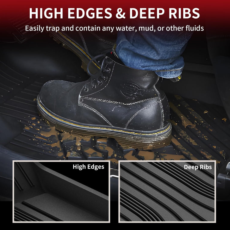 LASFIT LINERS Floor Mats Fits for Hyundai Sonata 2020-2024 Custom Fit TPE All Weather Floor Liners for 1st and 2nd Rows