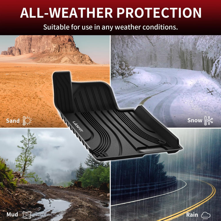 LASFIT LINERS Floor Mats Fits for Hyundai Sonata 2020-2024 Custom Fit TPE All Weather Floor Liners for 1st and 2nd Rows