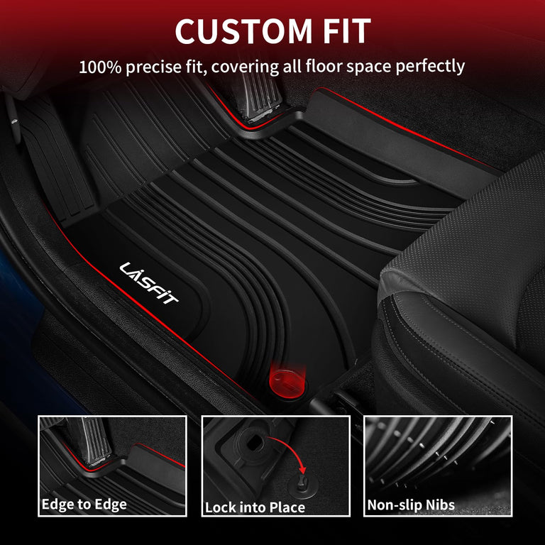 LASFIT LINERS Floor Mats Fits for Hyundai Sonata 2020-2024 Custom Fit TPE All Weather Floor Liners for 1st and 2nd Rows
